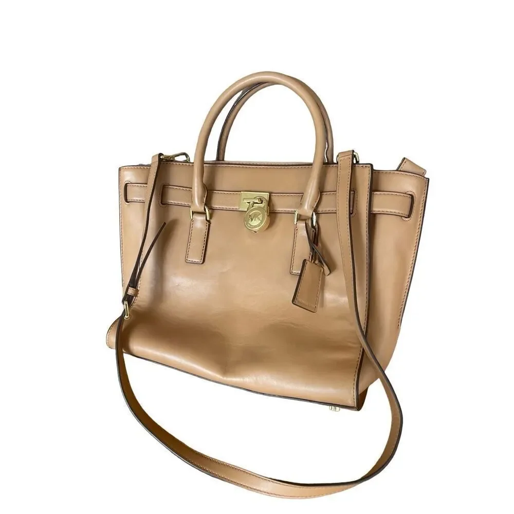 Michael Kors Hamilton Saffiano Leather Satchel Bag Dark Khaki